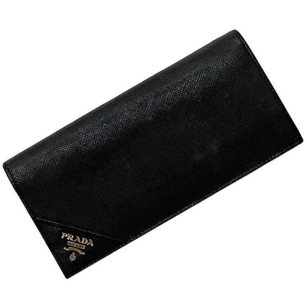 Prada Bifold Long Wallet Saffiano Leather Grain Folding Nero Black